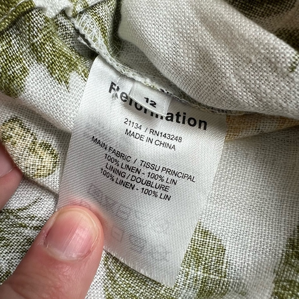 Reformation Olsen Linen Two Piece Set in Tropics Tank Top & Skirt Size 12 - Picture 6 of 8